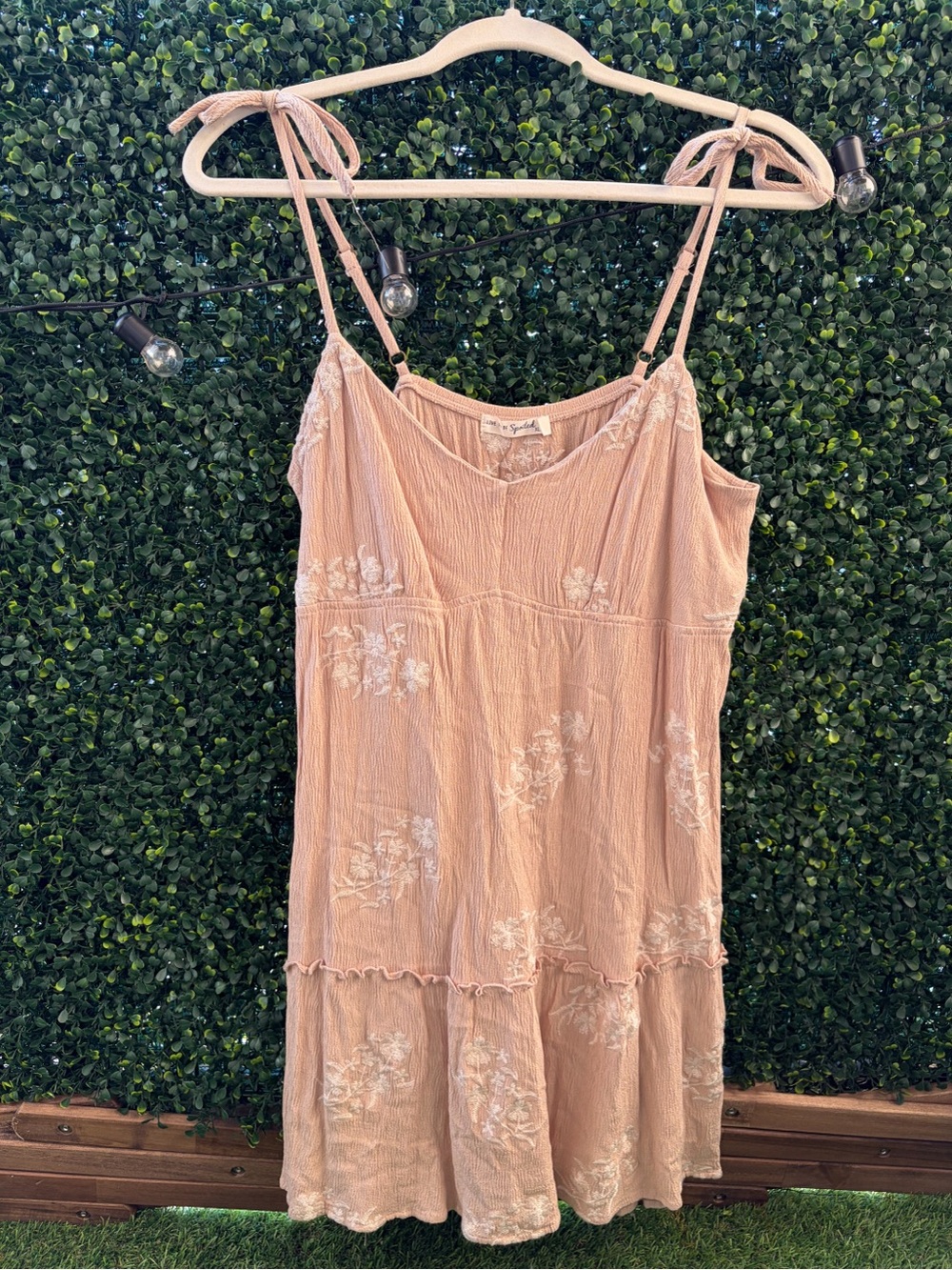 Tan Floral Tie-Shoulder Sundress